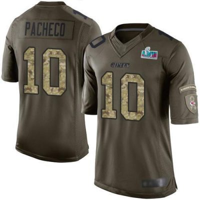 Nike Chiefs #10 Isiah Pacheco Green Super Bowl LVII Patch Stitched NFL Limited 2015 Salute To Service Jersey