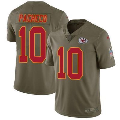 Nike Chiefs #10 Isiah Pacheco Olive Stitched NFL Limited 2017 Salute To Service Jersey