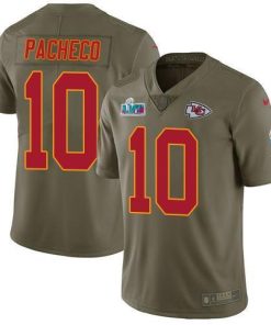 Nike Chiefs #10 Isiah Pacheco Olive Super Bowl LVII Patch Stitched NFL Limited 2017 Salute To Service Jersey