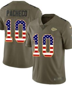Nike Chiefs #10 Isiah Pacheco Olive/USA Flag Stitched NFL Limited 2017 Salute To Service Jersey