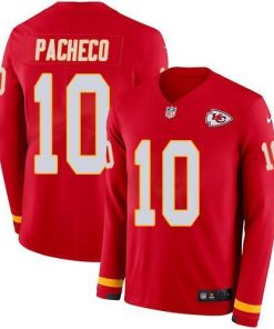 Nike Chiefs #10 Isiah Pacheco Red Team Color Stitched NFL Limited Therma Long Sleeve Jersey