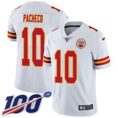 Nike Chiefs #10 Isiah Pacheco White Stitched NFL 100th Season Vapor Limited Jersey