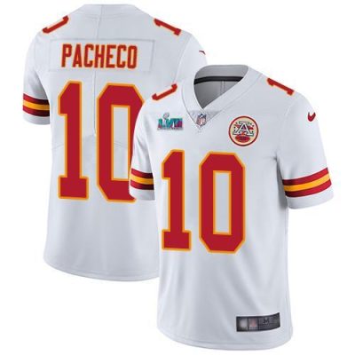 Nike Chiefs #10 Isiah Pacheco White Super Bowl LVII Patch Stitched NFL Vapor Untouchable Limited Jersey