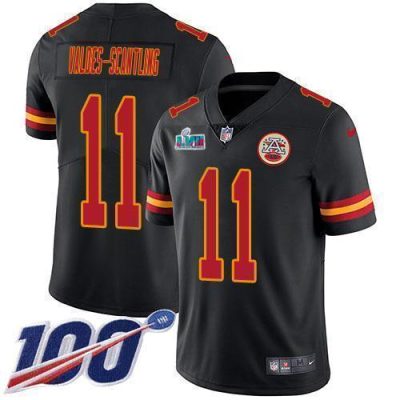 Nike Chiefs #11 Marquez Valdes-Scantling Black Super Bowl LVII Patch Stitched NFL Limited Rush 100th Season Jersey