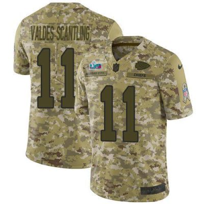 Nike Chiefs #11 Marquez Valdes-Scantling Camo Super Bowl LVII Patch Stitched NFL Limited 2018 Salute To Service Jersey