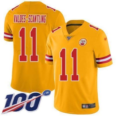 Nike Chiefs #11 Marquez Valdes-Scantling Gold Stitched NFL Limited Inverted Legend 100th Season Jersey