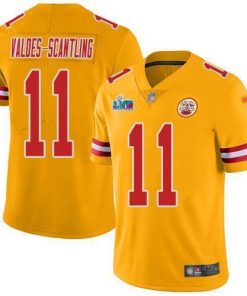 Nike Chiefs #11 Marquez Valdes-Scantling Gold Super Bowl LVII Patch Stitched NFL Limited Inverted Legend Jersey