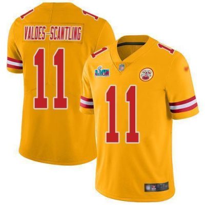 Nike Chiefs #11 Marquez Valdes-Scantling Gold Super Bowl LVII Patch Stitched NFL Limited Inverted Legend Jersey