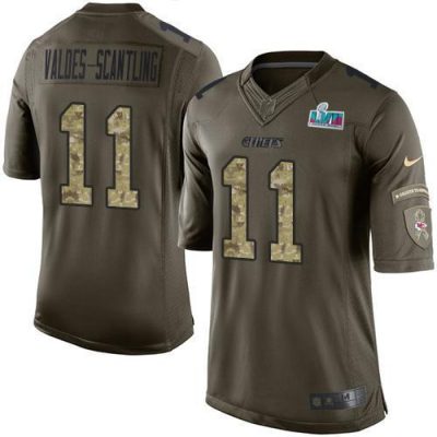 Nike Chiefs #11 Marquez Valdes-Scantling Green Super Bowl LVII Patch Stitched NFL Limited 2015 Salute To Service Jersey
