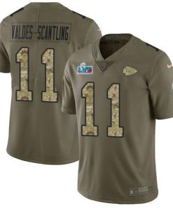 Nike Chiefs #11 Marquez Valdes-Scantling Olive/Camo Super Bowl LVII Patch Stitched NFL Limited 2017 Salute To Service Jersey