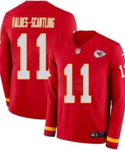 Nike Chiefs #11 Marquez Valdes-Scantling Red Team Color Stitched NFL Limited Therma Long Sleeve Jersey