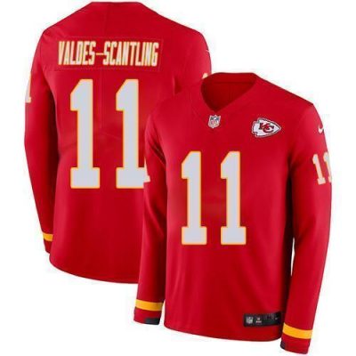 Nike Chiefs #11 Marquez Valdes-Scantling Red Team Color Stitched NFL Limited Therma Long Sleeve Jersey