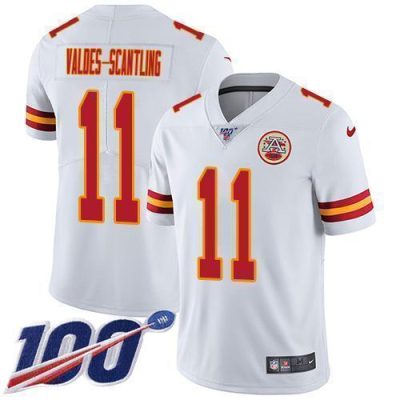 Nike Chiefs #11 Marquez Valdes-Scantling White Stitched NFL 100th Season Vapor Limited Jersey