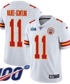 Nike Chiefs #11 Marquez Valdes-Scantling White Super Bowl LVII Patch Stitched NFL 100th Season Vapor Limited Jersey