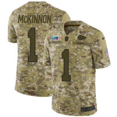 Nike Chiefs #1 Jerick McKinnon Camo Super Bowl LVII Patch Stitched NFL Limited 2018 Salute To Service Jersey