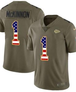 Nike Chiefs #1 Jerick McKinnon Olive/USA Flag Stitched NFL Limited 2017 Salute To Service Jersey