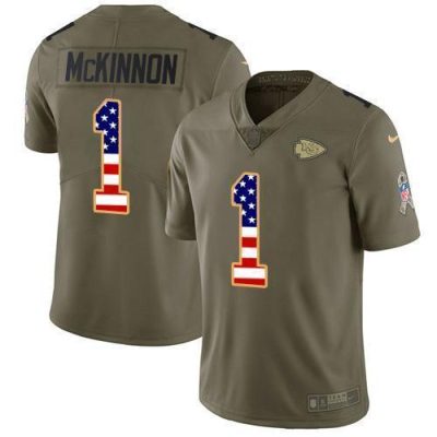 Nike Chiefs #1 Jerick McKinnon Olive/USA Flag Stitched NFL Limited 2017 Salute To Service Jersey