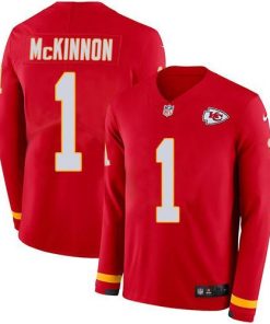 Nike Chiefs #1 Jerick McKinnon Red Team Color Stitched NFL Limited Therma Long Sleeve Jersey