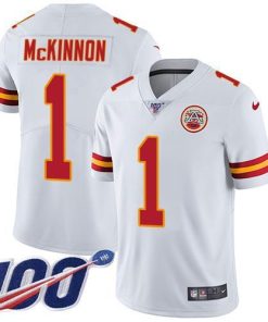 Nike Chiefs #1 Jerick McKinnon White Stitched NFL 100th Season Vapor Limited Jersey