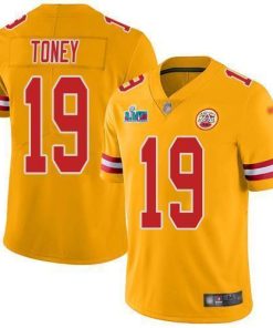 Nike Chiefs #19 Kadarius Toney Gold Super Bowl LVII Patch Stitched NFL Limited Inverted Legend Jersey