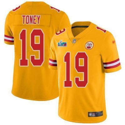 Nike Chiefs #19 Kadarius Toney Gold Super Bowl LVII Patch Stitched NFL Limited Inverted Legend Jersey
