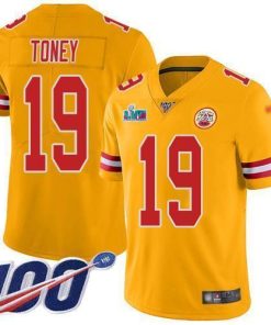 Nike Chiefs #19 Kadarius Toney Gold Super Bowl LVII Patch Stitched NFL Limited Inverted Legend 100th Season Jersey