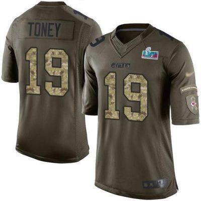 Nike Chiefs #19 Kadarius Toney Green Super Bowl LVII Patch Stitched NFL Limited 2015 Salute To Service Jersey