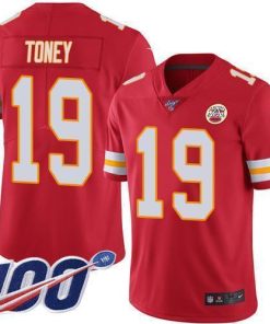 Nike Chiefs #19 Kadarius Toney Red Team Color Stitched NFL 100th Season Vapor Limited Jersey