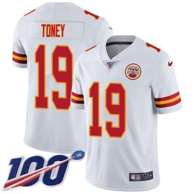 Nike Chiefs #19 Kadarius Toney White Stitched NFL 100th Season Vapor Limited Jersey