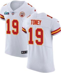 Nike Chiefs #19 Kadarius Toney White Super Bowl LVII Patch Stitched NFL Vapor Untouchable Elite Jersey