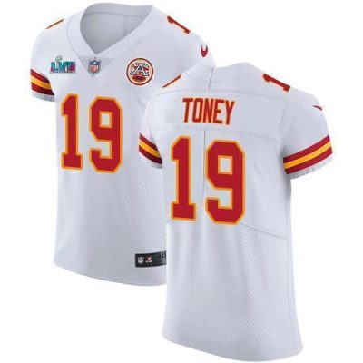 Nike Chiefs #19 Kadarius Toney White Super Bowl LVII Patch Stitched NFL Vapor Untouchable Elite Jersey
