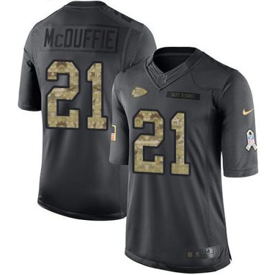 Nike Chiefs #21 Trent McDuffie Black Stitched NFL Limited 2016 Salute To Service Jersey