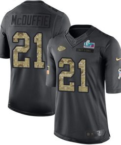 Nike Chiefs #21 Trent McDuffie Black Super Bowl LVII Patch Stitched NFL Limited 2016 Salute To Service Jersey