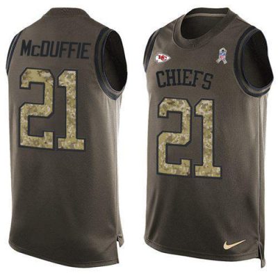Nike Chiefs #21 Trent McDuffie Green Stitched NFL Limited Salute To Service Tank Top Jersey
