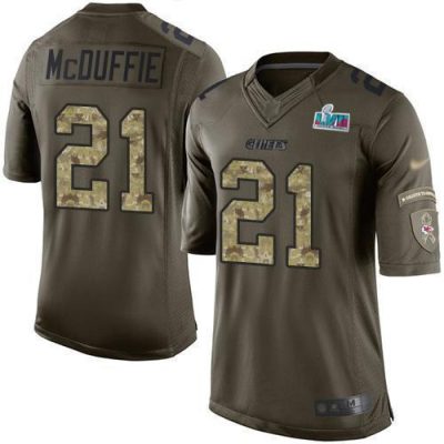 Nike Chiefs #21 Trent McDuffie Green Super Bowl LVII Patch Stitched NFL Limited 2015 Salute To Service Jersey