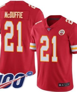 Nike Chiefs #21 Trent McDuffie Red Team Color Stitched NFL 100th Season Vapor Limited Jersey