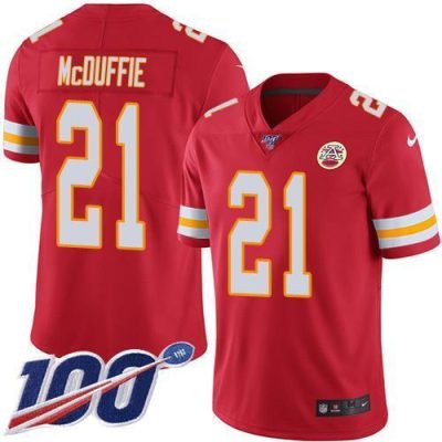Nike Chiefs #21 Trent McDuffie Red Team Color Stitched NFL 100th Season Vapor Limited Jersey
