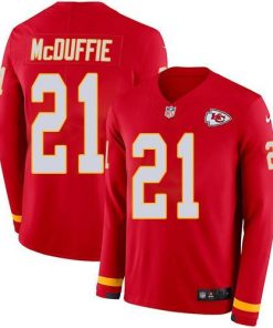 Nike Chiefs #21 Trent McDuffie Red Team Color Stitched NFL Limited Therma Long Sleeve Jersey