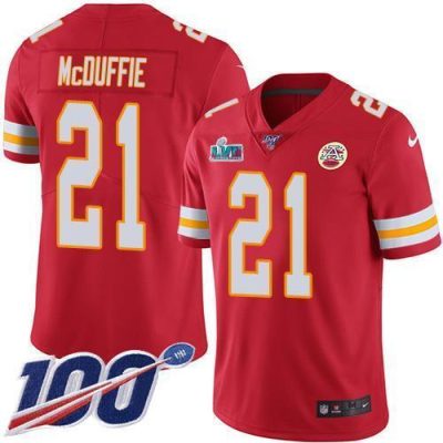 Nike Chiefs #21 Trent McDuffie Red Team Color Super Bowl LVII Patch Stitched NFL 100th Season Vapor Limited Jersey