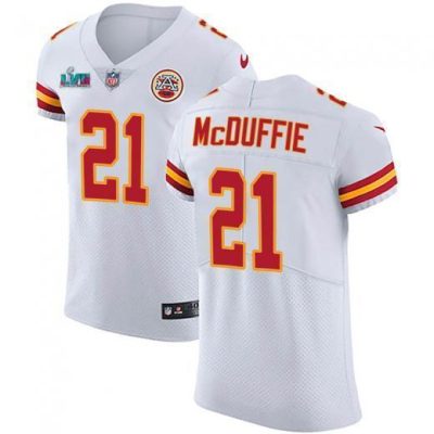 Nike Chiefs #21 Trent McDuffie White Super Bowl LVII Patch Stitched NFL Vapor Untouchable Elite Jersey