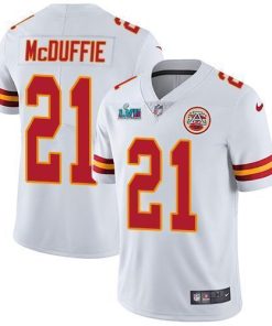 Nike Chiefs #21 Trent McDuffie White Super Bowl LVII Patch Stitched NFL Vapor Untouchable Limited Jersey