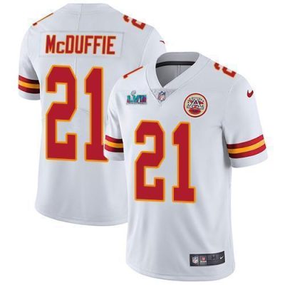 Nike Chiefs #21 Trent McDuffie White Super Bowl LVII Patch Stitched NFL Vapor Untouchable Limited Jersey