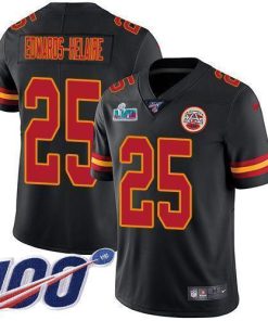 Nike Chiefs #25 Clyde Edwards-Helaire Black Super Bowl LVII Patch Stitched NFL Limited Rush 100th Season Jersey