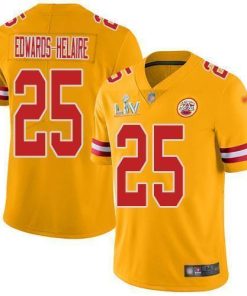 Nike Chiefs #25 Clyde Edwards-Helaire Gold Super Bowl LV Bound Stitched NFL Limited Inverted Legend Jersey