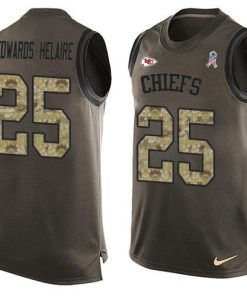 Nike Chiefs #25 Clyde Edwards-Helaire Green Stitched NFL Limited Salute To Service Tank Top Jersey