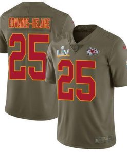 Nike Chiefs #25 Clyde Edwards-Helaire Olive Super Bowl LV Bound Stitched NFL Limited 2017 Salute To Service Jersey