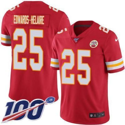 Nike Chiefs #25 Clyde Edwards-Helaire Red Team Color Stitched NFL 100th Season Vapor Untouchable Limited Jersey