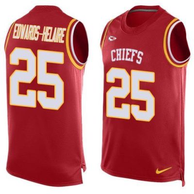 Nike Chiefs #25 Clyde Edwards-Helaire Red Team Color Stitched NFL Limited Tank Top Jersey