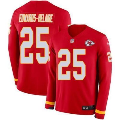 Nike Chiefs #25 Clyde Edwards-Helaire Red Team Color Stitched NFL Limited Therma Long Sleeve Jersey