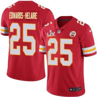 Nike Chiefs #25 Clyde Edwards-Helaire Red Team Color Super Bowl LV Bound Stitched NFL Vapor Untouchable Limited Jersey